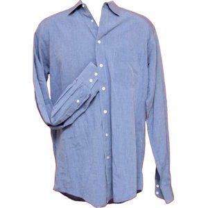 Mens Burberrys of London Blue Button Front Long Sleeve Shirt 16-36 100% Cotton